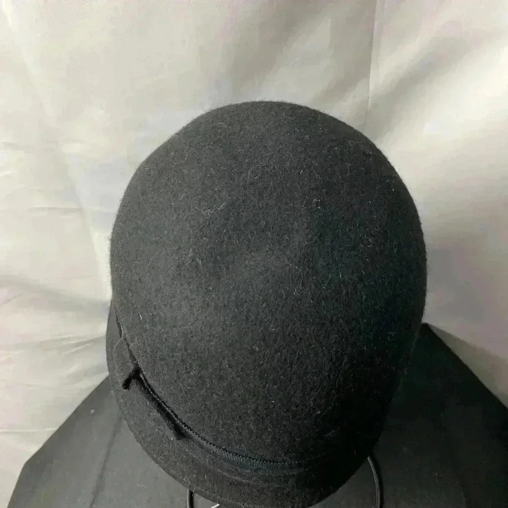 BANANA REPUBLIC WOMENS S/M BLACK WOOL  DOWNTON ABBEY STYLE HAT  VINTAGE‎ LOOK